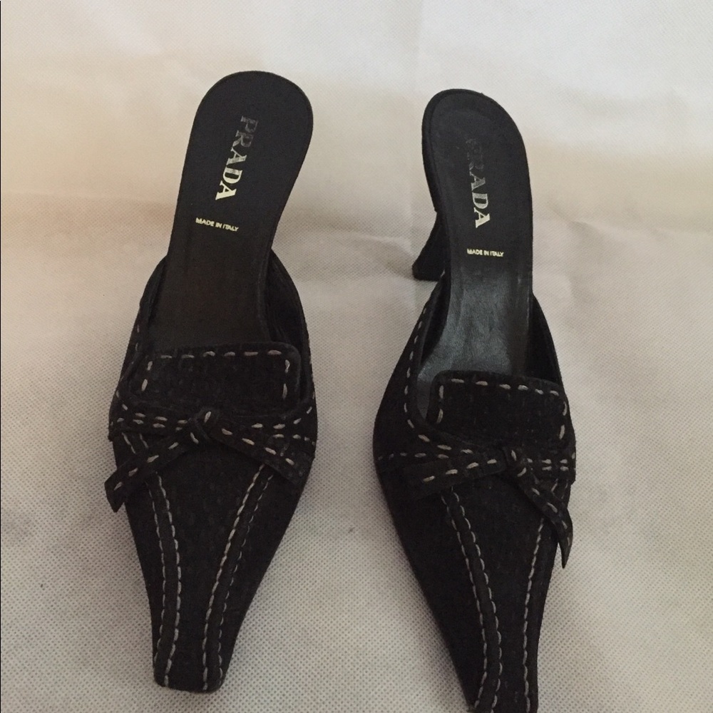 Prada Black Suede Mule/Slide - Picture 5 of 8